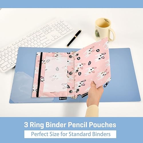Miniatura 5 de ALAZA Estuche para lápices para carpeta de 3 anillos, carpeta de bulldog francés de dibujos animados, bolsas para lápices con ventana transparente