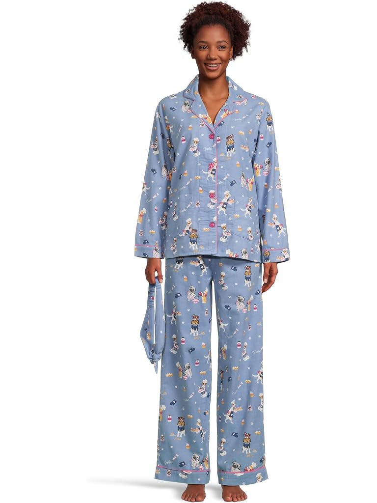 Blue P.J. Salvage Flannel PJ Set with Headband