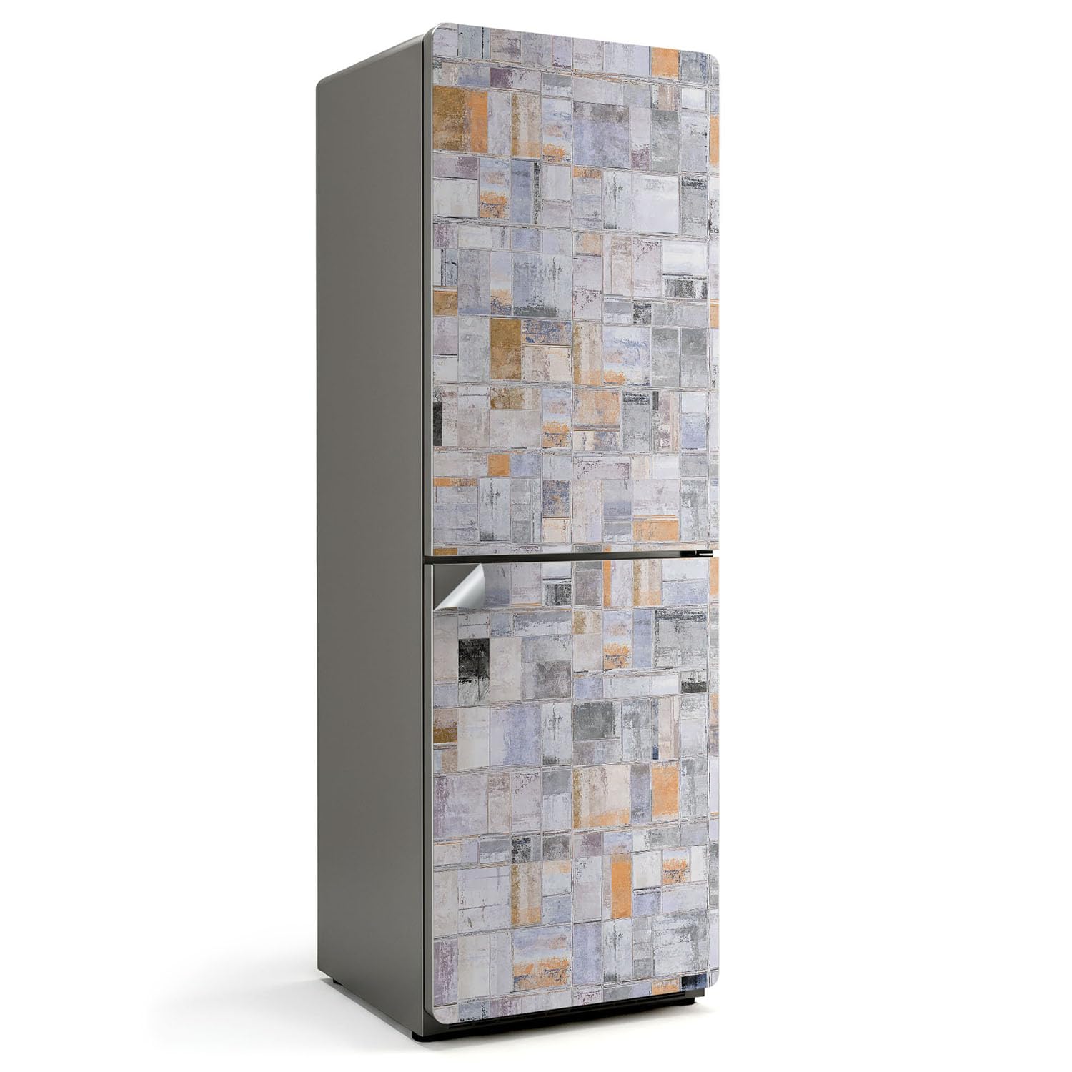 Sticker réfrigérateur 60x180 cm auto-adhésif mosaïque de rectangles pour cuisine