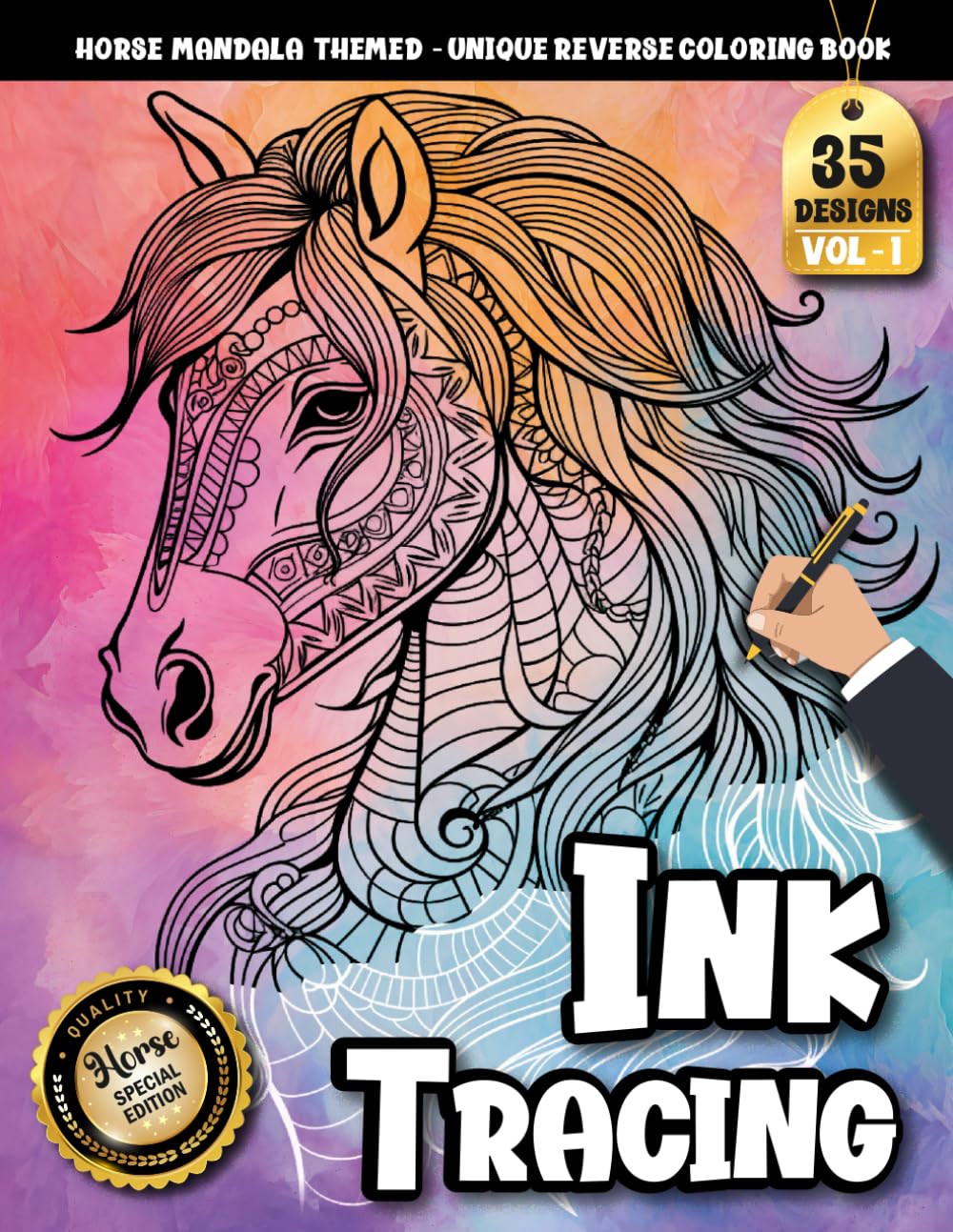 Ink Tracing Book: Horse Mandala for Stress Relief and Creative Relaxation: Ink Tracing Coloring Book for Adults for Mindfulness Seekers | Calm Your ... Horse Designs (Horse Mandala Tracing Series)