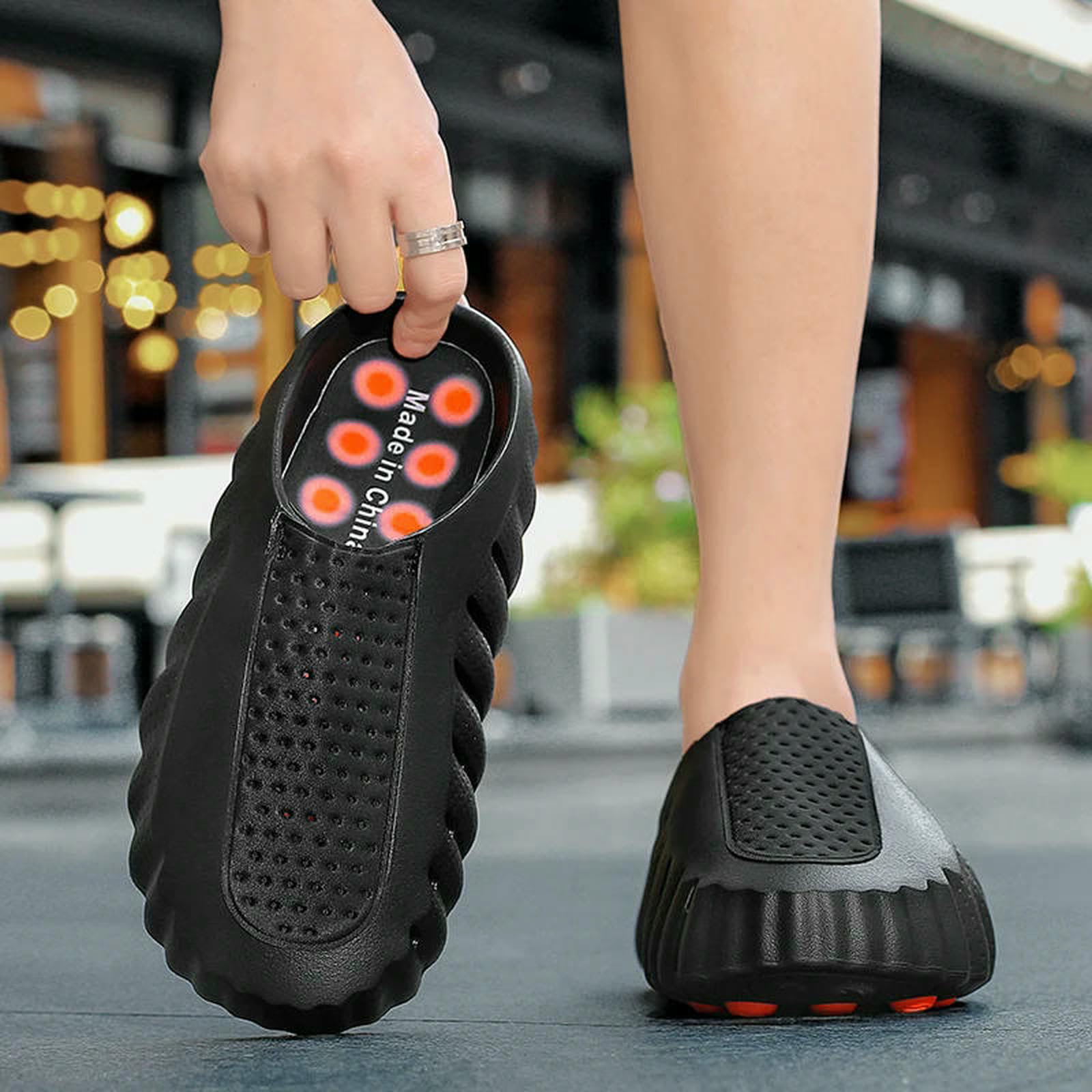 WANGSHUO Ciabatte Estive Diapositive Eva di Massaggio Unisex, Sandali Anti-Scivolo della Sola Spessa Ondulata Perforata per La Doccia Sportiva Spiaggia Coppia-red-38-39