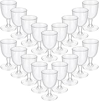 Vista 1 de 48 copas de vino de plástico desechables de 5 onzas, copas de vino de plástico duro con tallo apilables para copas de vino para postres de champán
