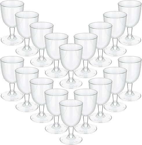 Miniatura 7 de 48 copas de vino de plástico desechables de 6 onzas, copas de vino para fiestas, vasos de plástico duro con tallo, copas de plástico apilables para