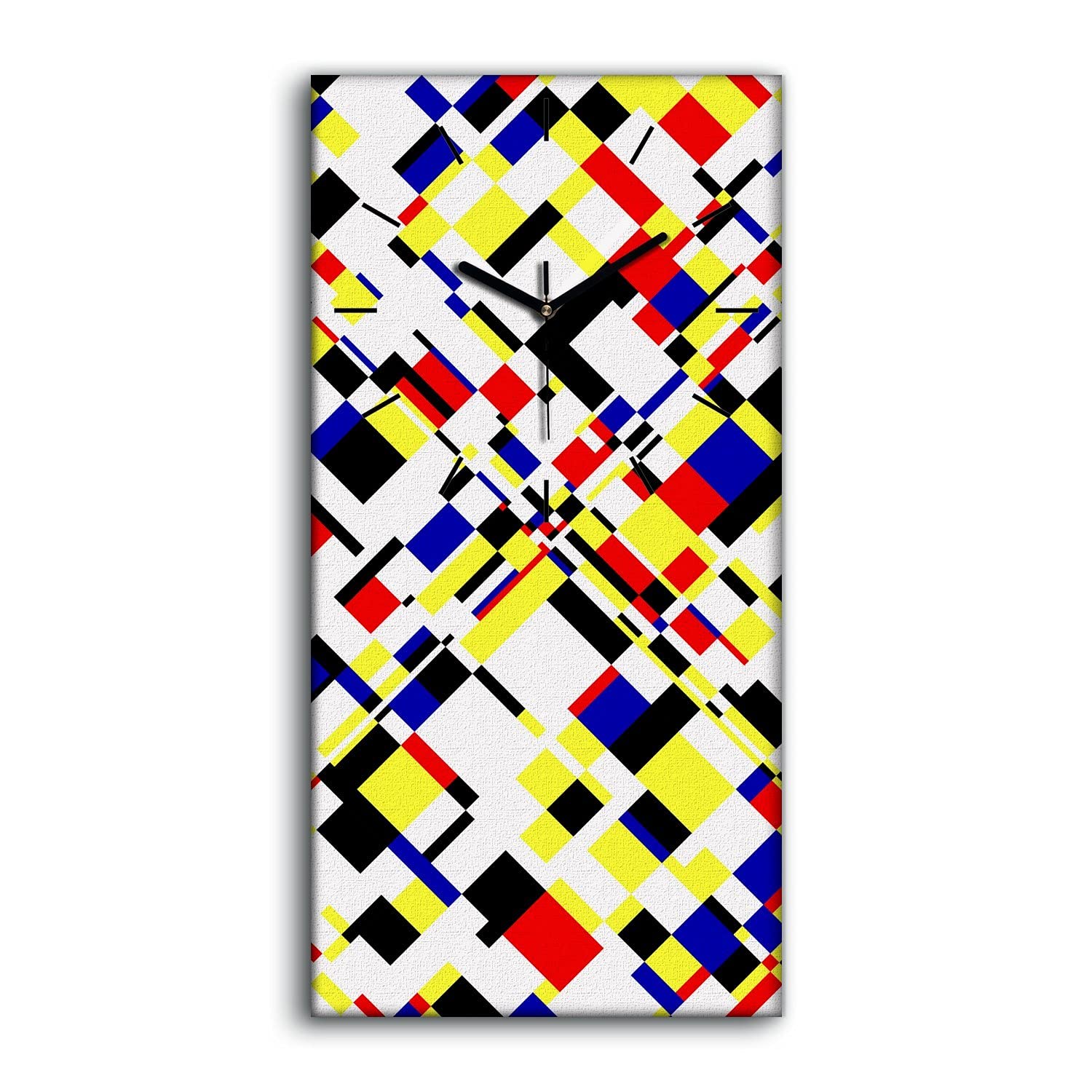 Horloge sur toile sans tic tac avec mains noires art mural salon
