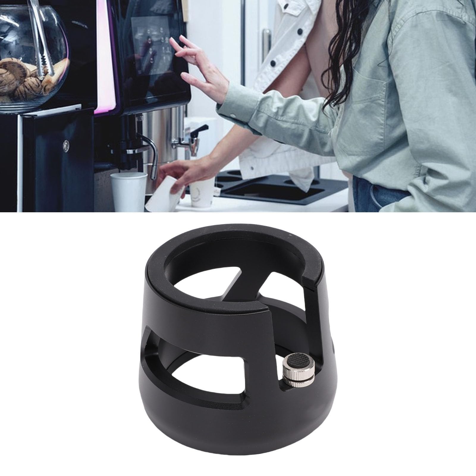 58mm Porta – Uchwyt na sitko Stop aluminium |Przenośna stacja ubijania dla kawiarni Home Office |Antypoślizgowa podstawa zapewnia stabilne przygotowanie kawy |Łatwa konserwacja
