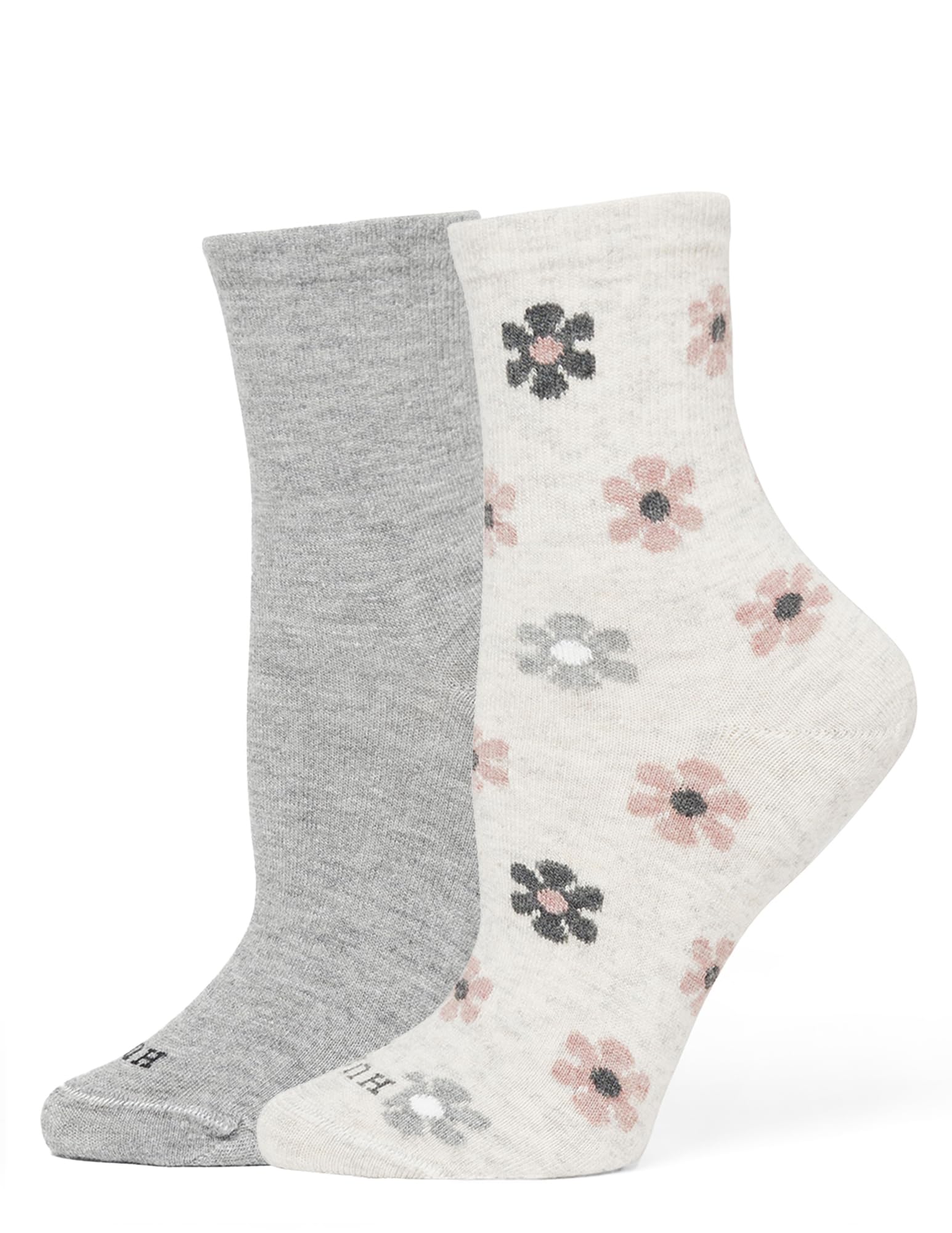 HUE Women's Merino Wool Warm Winter Mini Crew Breathable Natural Temperature Regulating Athletic Socks 2 Pair Pack