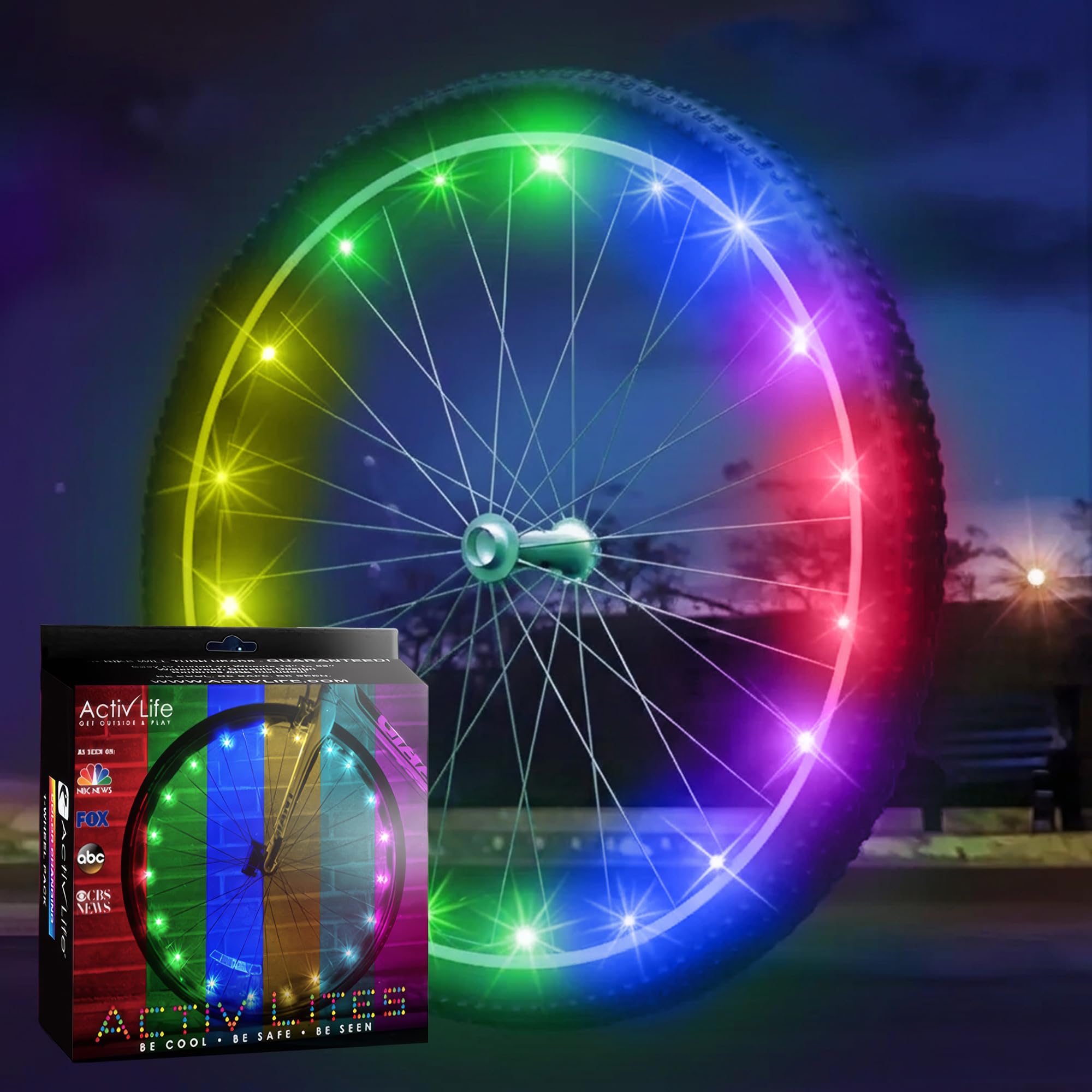 activ life led color-changing bike wheel lights - usb-c rechargeable for enhanced brightness & visibility - multicolor, weatherproof bicycle accessories for ultimate safety and style