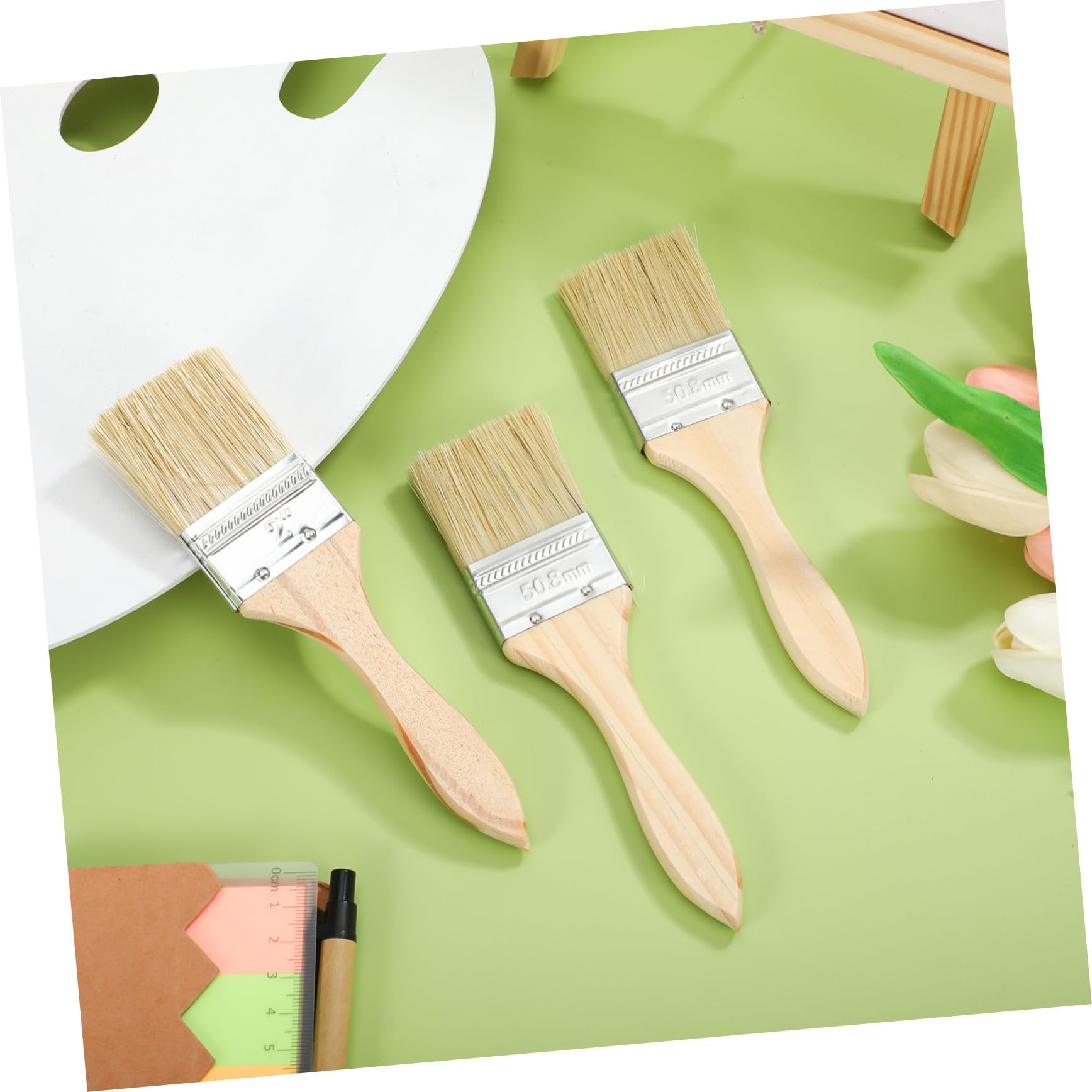 30 Pezzi Pennelli Pittura Professionali con in Legno Spesso Pennelli Piatti per Vernice Smalto e Varnish per Recinzioni e Pittura Edile ed Esterna