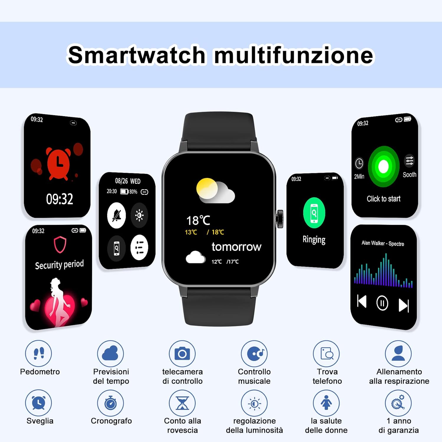 IOWODO Smartwatch Uomo Donna Impermeabile IP68 Smart Watch Donna Uomo con Ossimetro (SpO2) Contapassi Frequenza Cardiaca Calorie Sonno Notifica Messaggio, Schermo 1,69 per iOS e Android (2 Cinturini) IOWODO Smartwatch Uomo Donna Impermeabile IP68 Smart Watch Donna Uomo con Ossimetro (SpO2) Contapassi Frequenza Cardiaca Calorie Sonno Notifica Messaggio, Schermo 1,69 per iOS e Android (2 Cinturini)