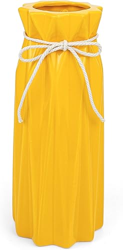 Miniatura 5 de Jarrón de cerámica para decoración del hogar, jarrones de flores blancas modernos para sala de estar, 8.5 pulgadas de alto x 3.7 pulgadas de ancho,