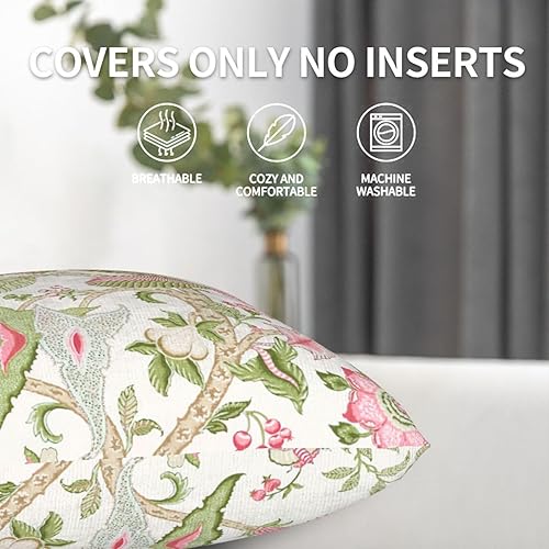 Miniatura 4 de Juego de 2 fundas de almohada rosas y hojas de 20 x 20 pulgadas, decoración del hogar, sofá, rústico, para sala de estar, dormitorio, cama, cojín al