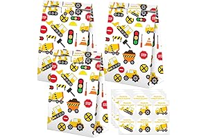 Construction Themed Party Favor Bags with Activity Stickers