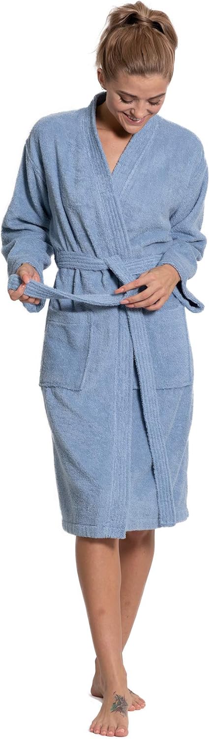 Turkuoise Soft & Absorbent Towel Robe, 100% Cotton Turkish Terry Cloth Kimono Bathrobes for Women - Image 3