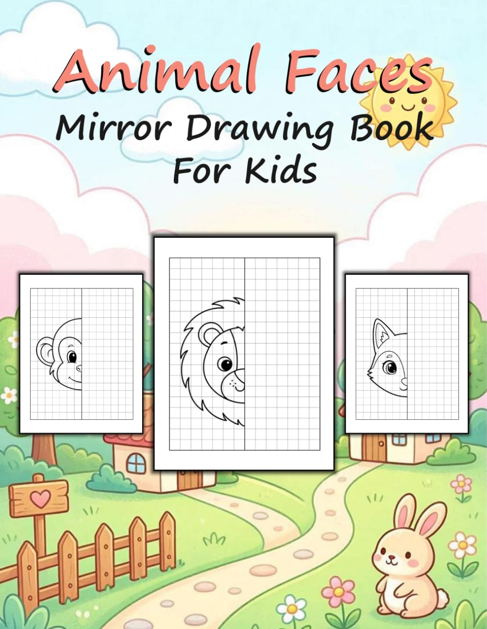 Animal Faces Mirror Drawing Book for Kids: Animal Symmetry To Draw, Symmetrical Drawing Practice, Mirror Drawing Activity Book, draw the other half ... Drawing Book, Grid Drawing Book For Kids