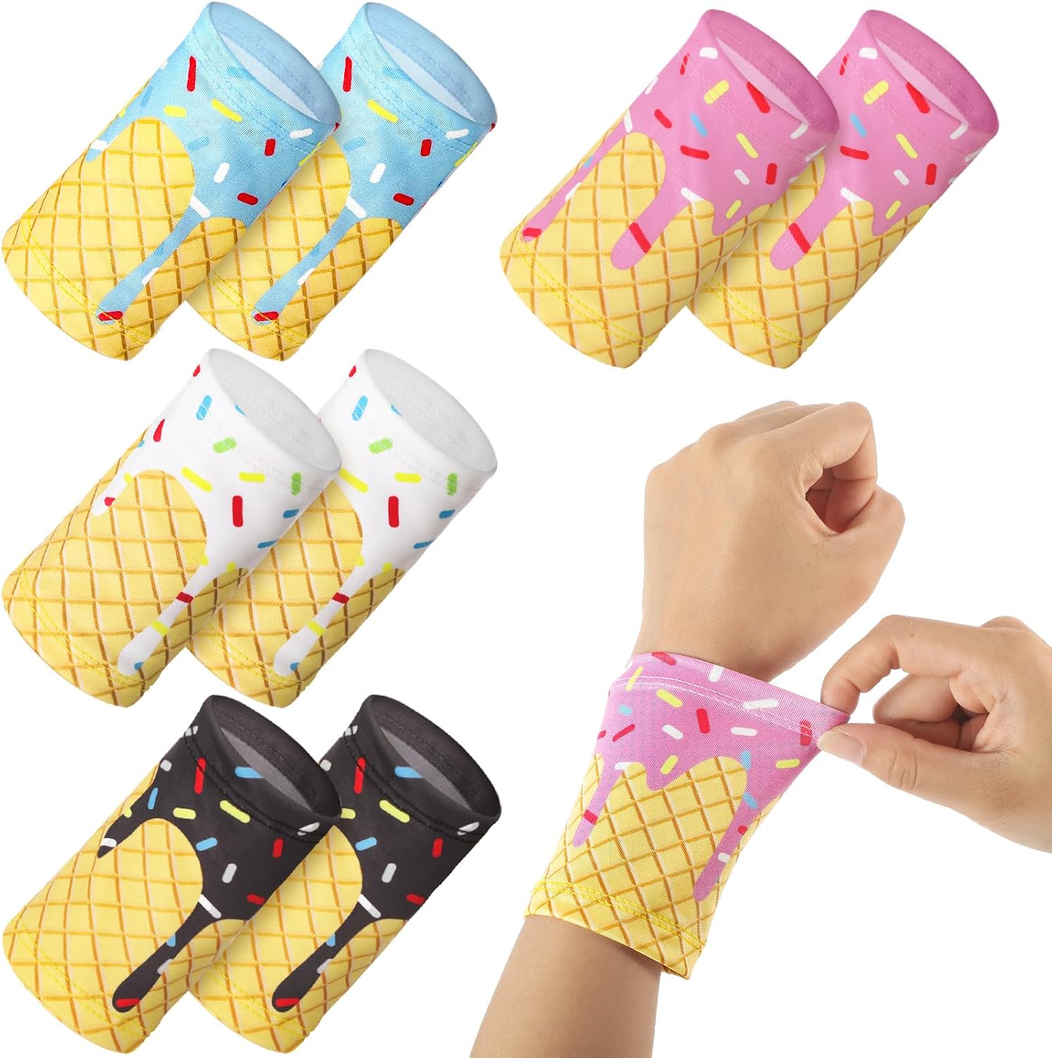 Cutecrop Baseball Ice Cream Themed Drip Wristbands Sports Cooling Non Slip Wristbands Gift for Running Gym Party Favors