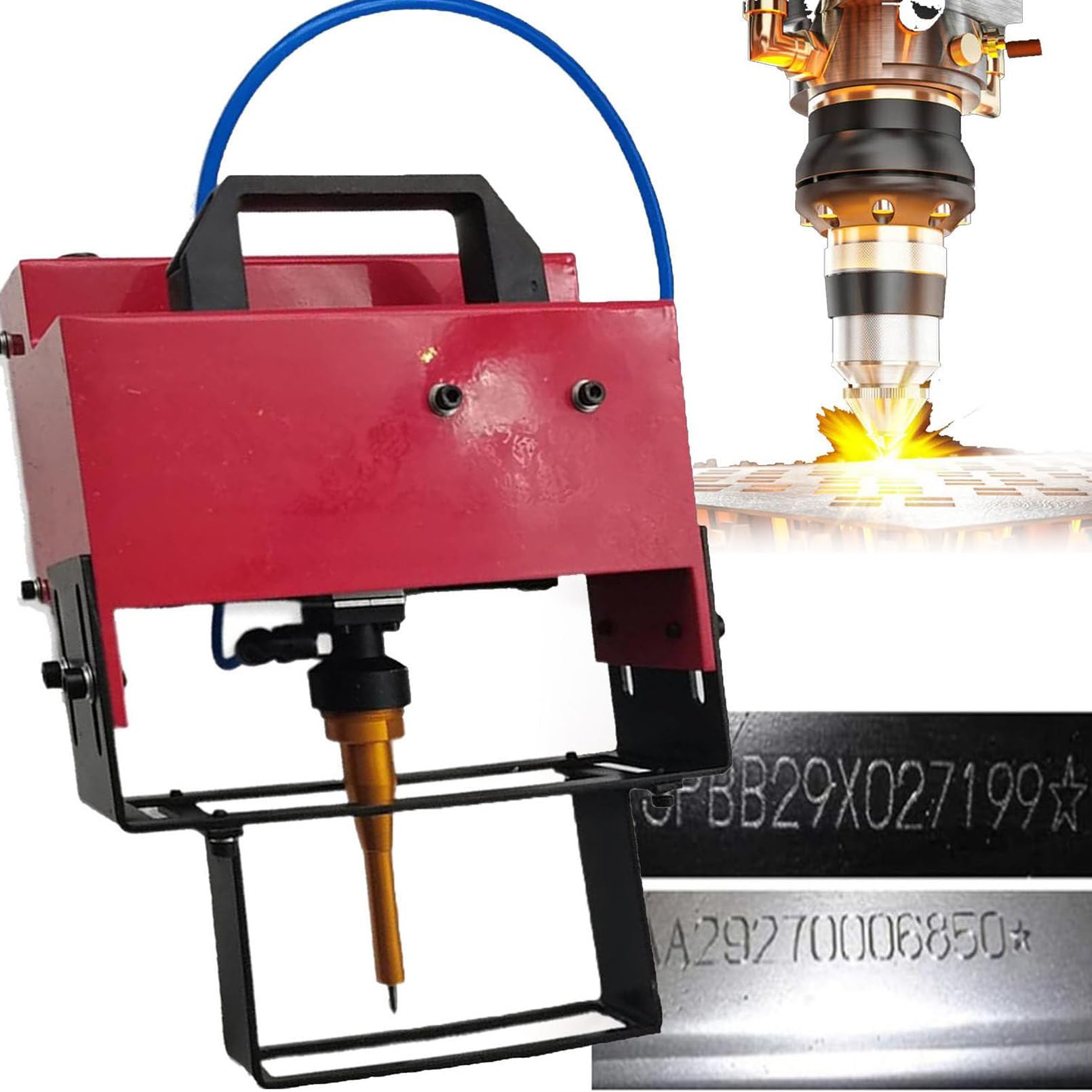 Máquina de marcado por puntos neumática, herramienta rotativa de marcado de números de chasis con código VIN portátil industrial para etiquetas y accesorios de metales y materiales no metálicos duros