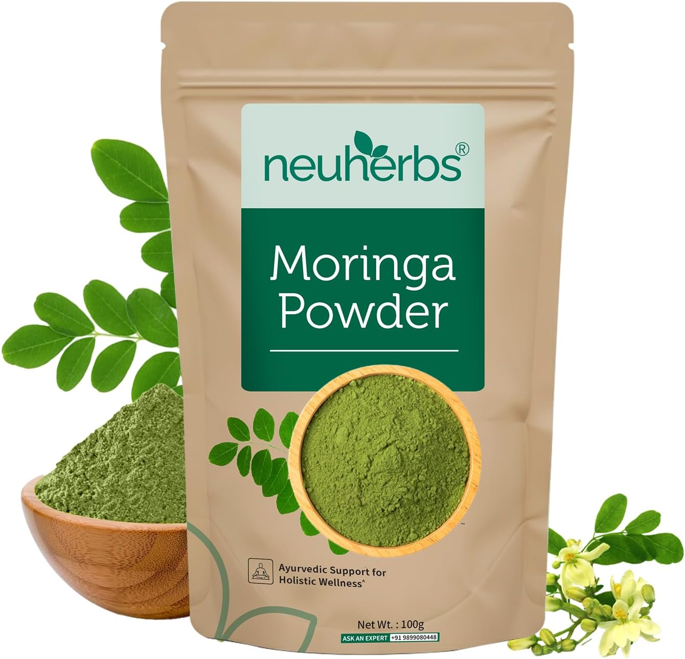 - Neuherbs Moringa Leaf Powder - 100g | Drumstick Leaves Powder To Boost Energy & Immunity | Support Digestion & Weight Loss | Rich in Vitamin A, C, Iron & Fiber | 100% Pure & Natural