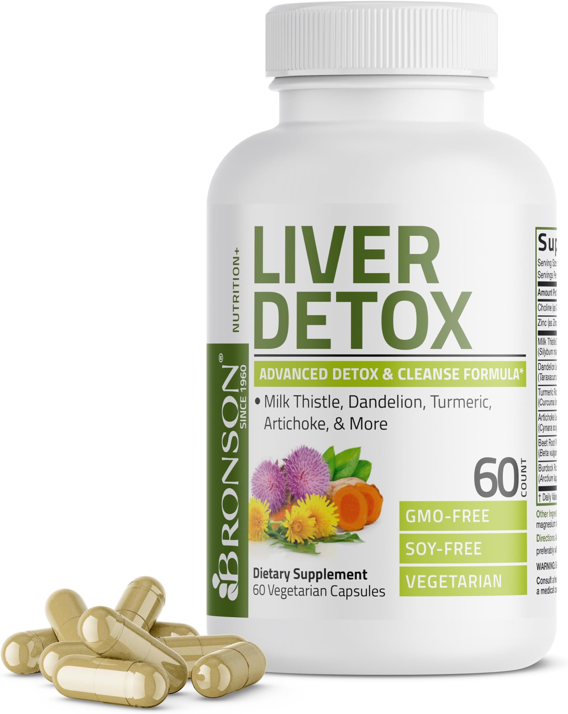 Liver Detox Advanced Detox & Cleansing Formula Supports Health Liver Function with Milk Thistle, Dandelion Extract, Turmeric, Artichoke Leaf & More, Non-GMO, 60 Vegetarian Capsules