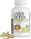 Bronson Liver Detox Advanced Detox & Cleansing Formula Supports Health Liver Function with Milk Thistle, Dandelion Extract, Turmeric, Artichoke Leaf & More, Non-GMO, 60 Vegetarian Capsules