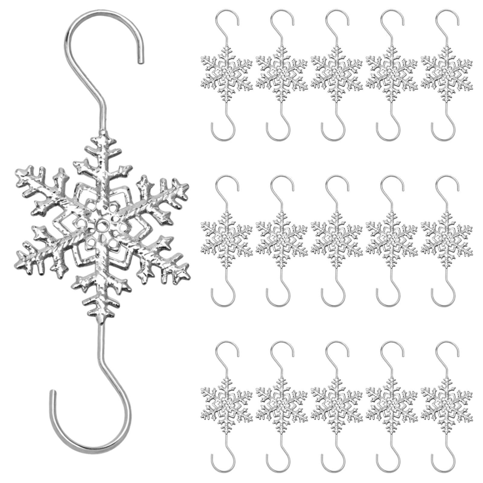 Lot de 40 Crochets Sapin Flocon de Neige, Crochets S en métal argentés, pour Ornements de Noël et décorations de fête, avec revêtement Contre la Rouille, Suspension décorative pour Sapin
