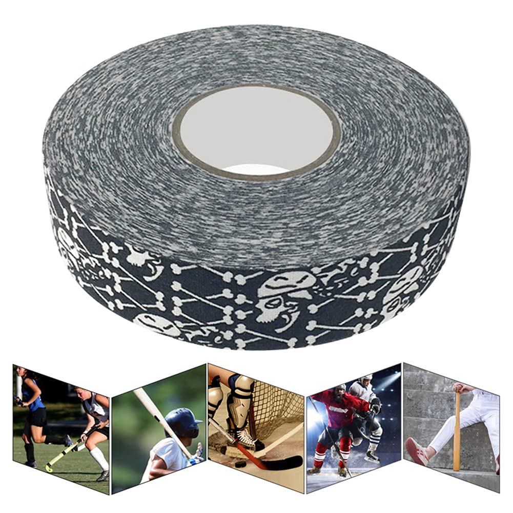 Gavigain 2.5cmx25m Hockey Tape,Hockey Protective Tape Sport Safety Badminton Pole Pads Hockey Stick Tapes (Skeleton)