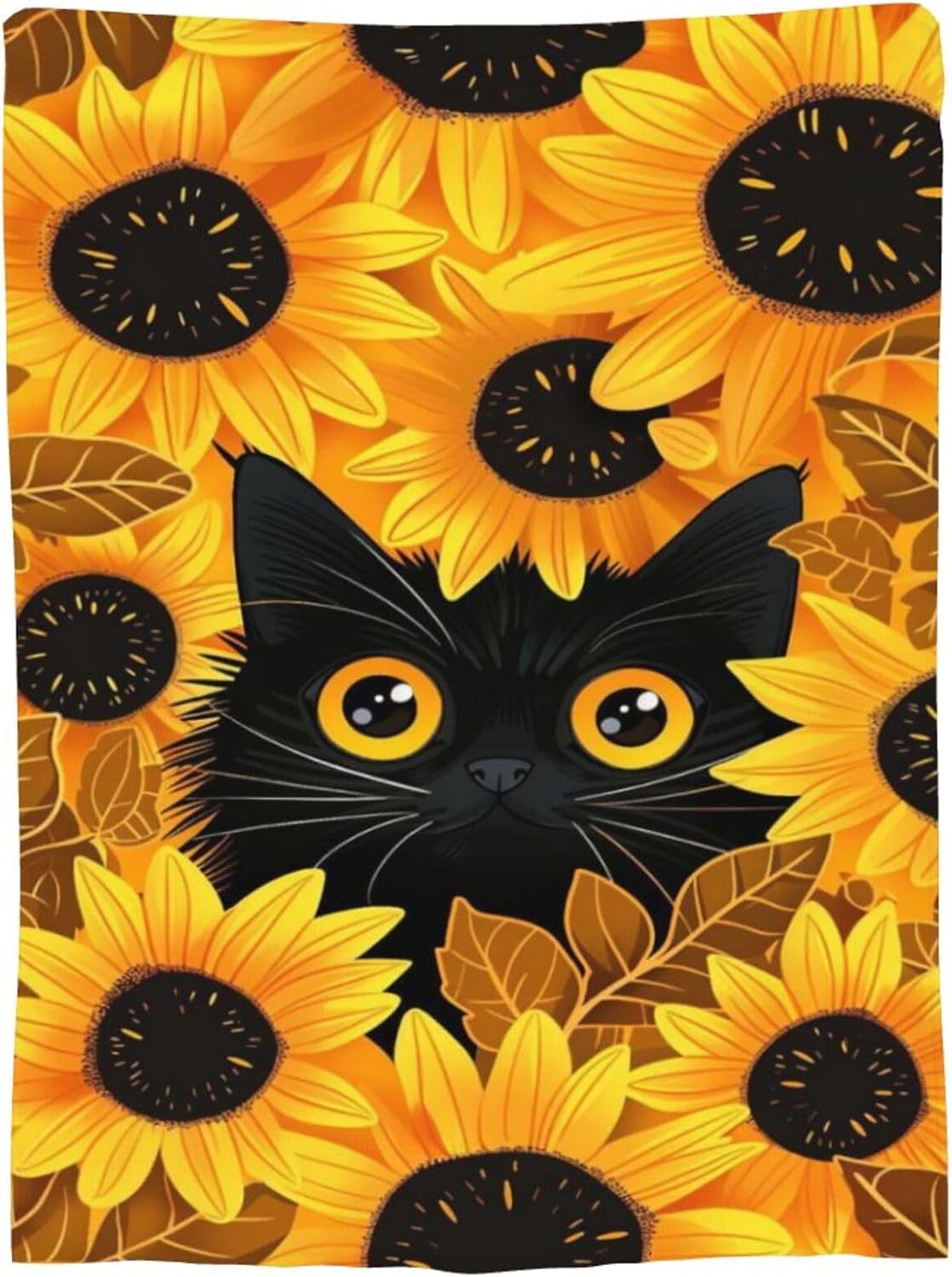 Cat Sunflower Blanket Cat Sunflower Fleece Throw Blanket Super Soft Fuzzy Plush Cozy Warm Cats Decor Stuffed Bedding Blankets Gift for Boys Girls Men Women Kids & Adult 50"X40" - Image 9