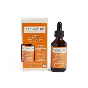 SASHAPURE Deeply Therapeutic Hair Scalp & Skin Elixir 1.7 Ounce 50ml, Strengthen, Shine, Protection, Stimulate Hair Growth
