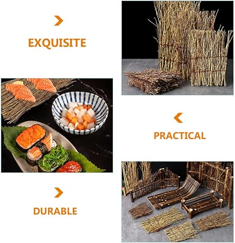 Miniatura 2 de Plato de sushi de bambú, vajilla de estilo japonés de 6 piezas, decoración de micro paisaje, juguetes de reptiles, decoración de Año Nuevo