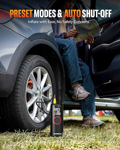 Miniatura 3 de NEVERLAND Compresor de aire portátil para inflador de neumáticos, bomba de aire eléctrica de 150 PSI 5 veces más rápida para neumáticos de