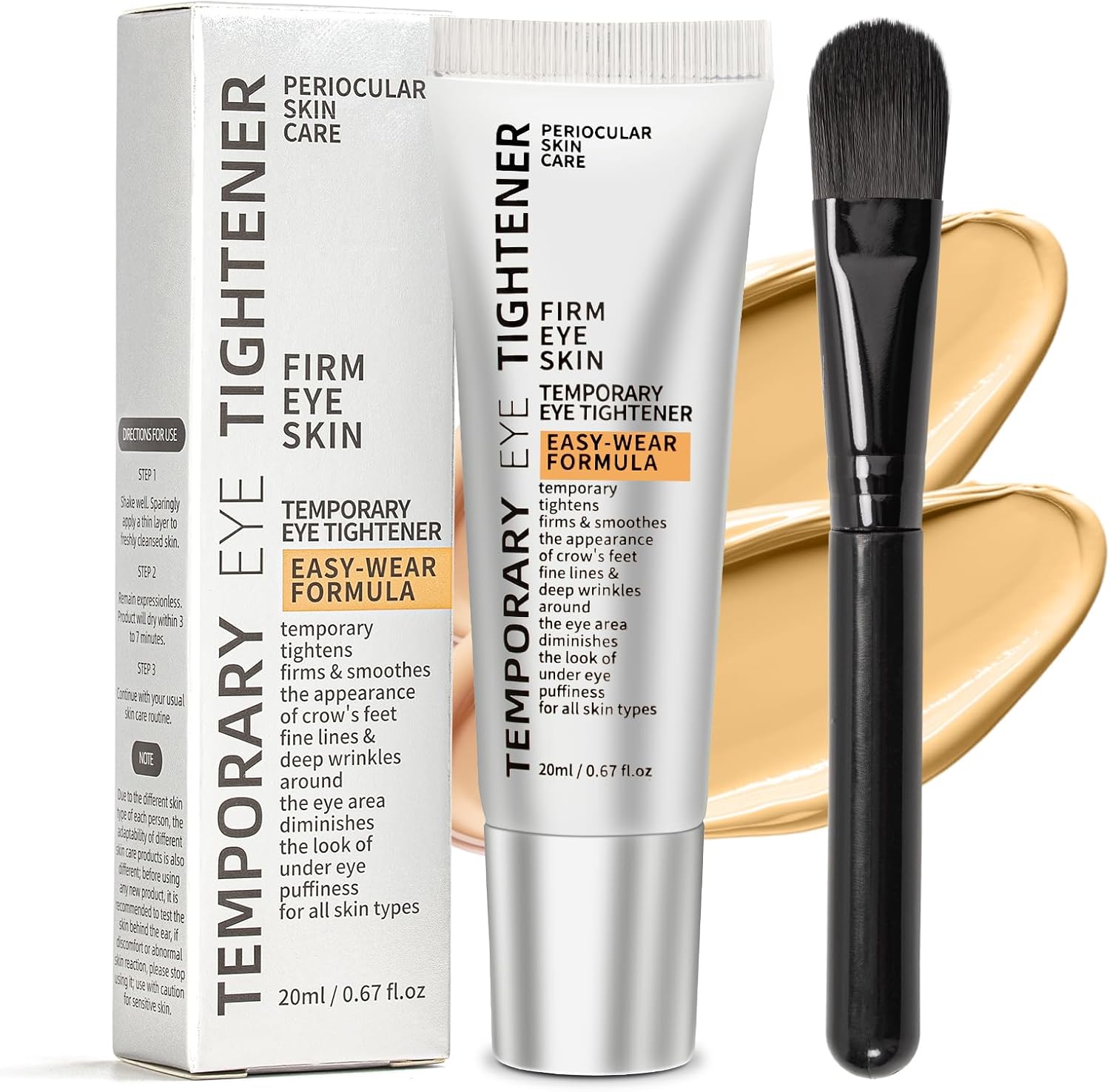 Perfection Eye Tightener with Brush, Instant Temporary Firming Cream for the Eyes to Reduce Puffiness, Wrinkles and Under-Eye Swelling, Moisturising with Long Lasting Matte