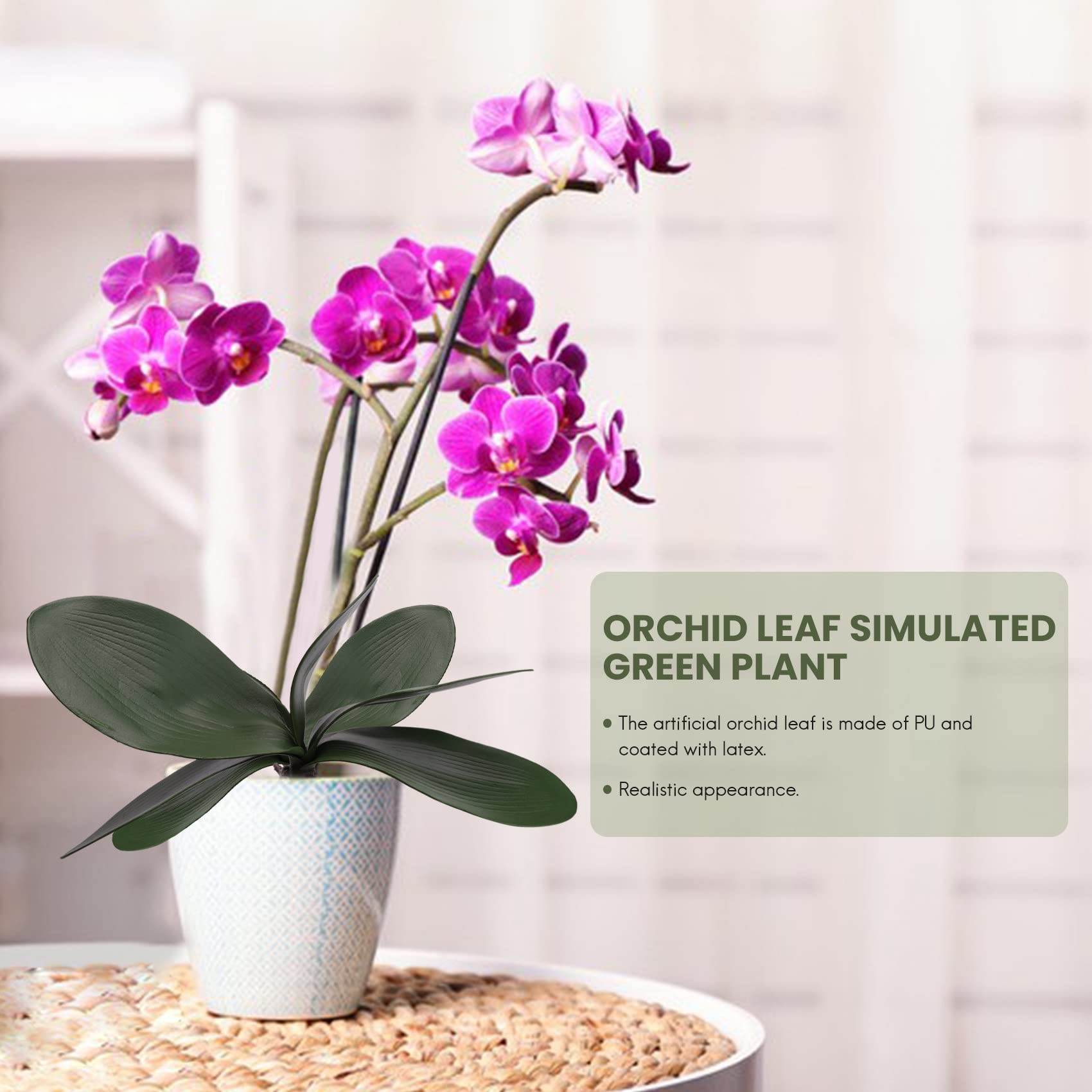 2 Foglie Artificiali Di Orchidea PATIKIL – In Lattice, Lunghezza 26,5 Cm, Stelo In Filo Metallico, Per Decorazione Vasi E Composizioni Floreali
