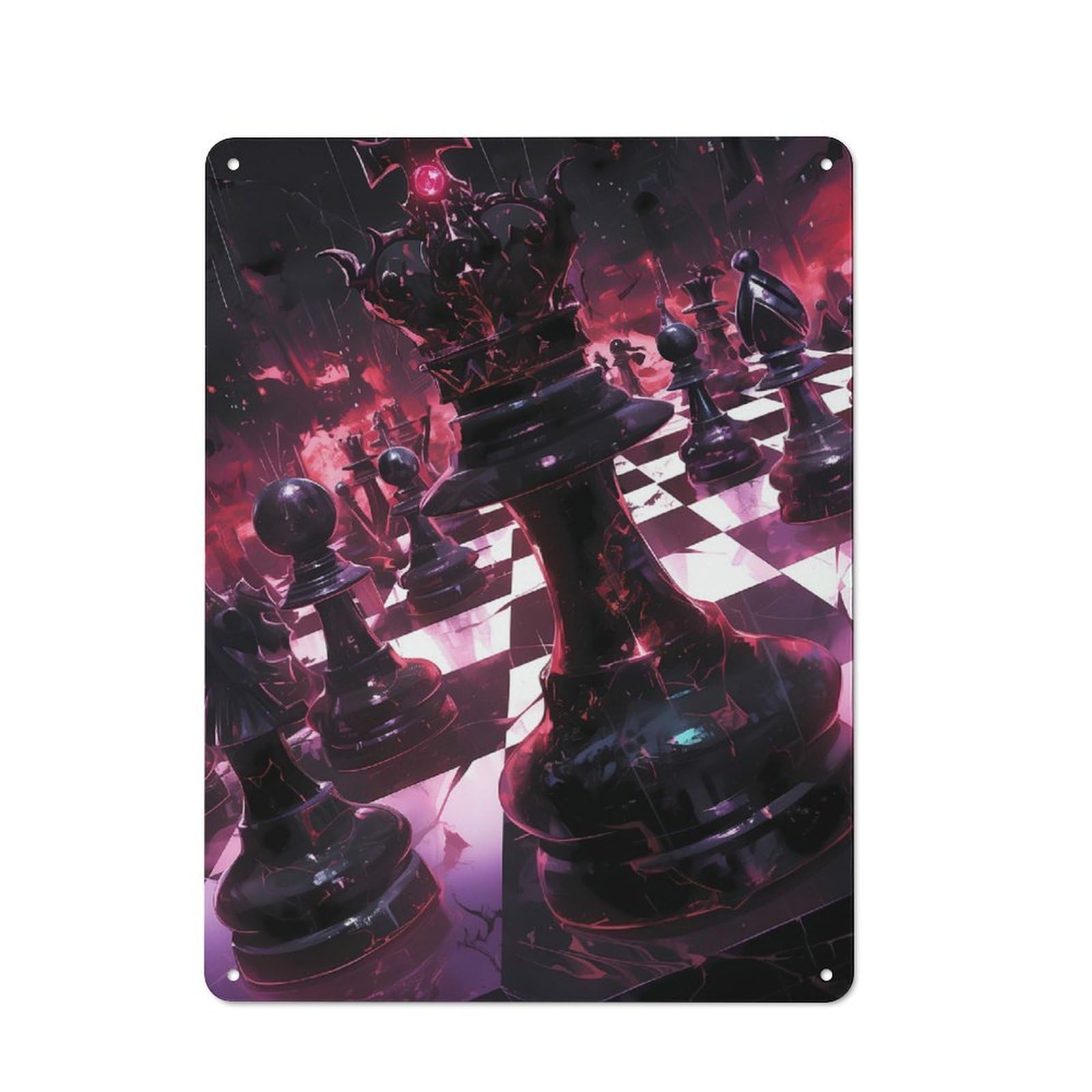 Junmoney Dark Chessboard King Vintage Metal Sign 40X30cm, Bistro Style Bistro Wall Plaque For Cafe, Bistro, Bakery Or Restaurant