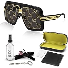 Gucci GG0900S Geometric-Shaped Non-Polarized Sunglasses for Men   Includes Luxury Eyewear Kit   BLACK Frame with GREY Lens