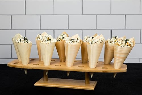 Miniatura 4 de PacknWood 210SBAM20 - Soporte de bambú para cono de alimentos y soporte de bambú para exhibición Temaki, soporte de cono de bambú biodegradable para