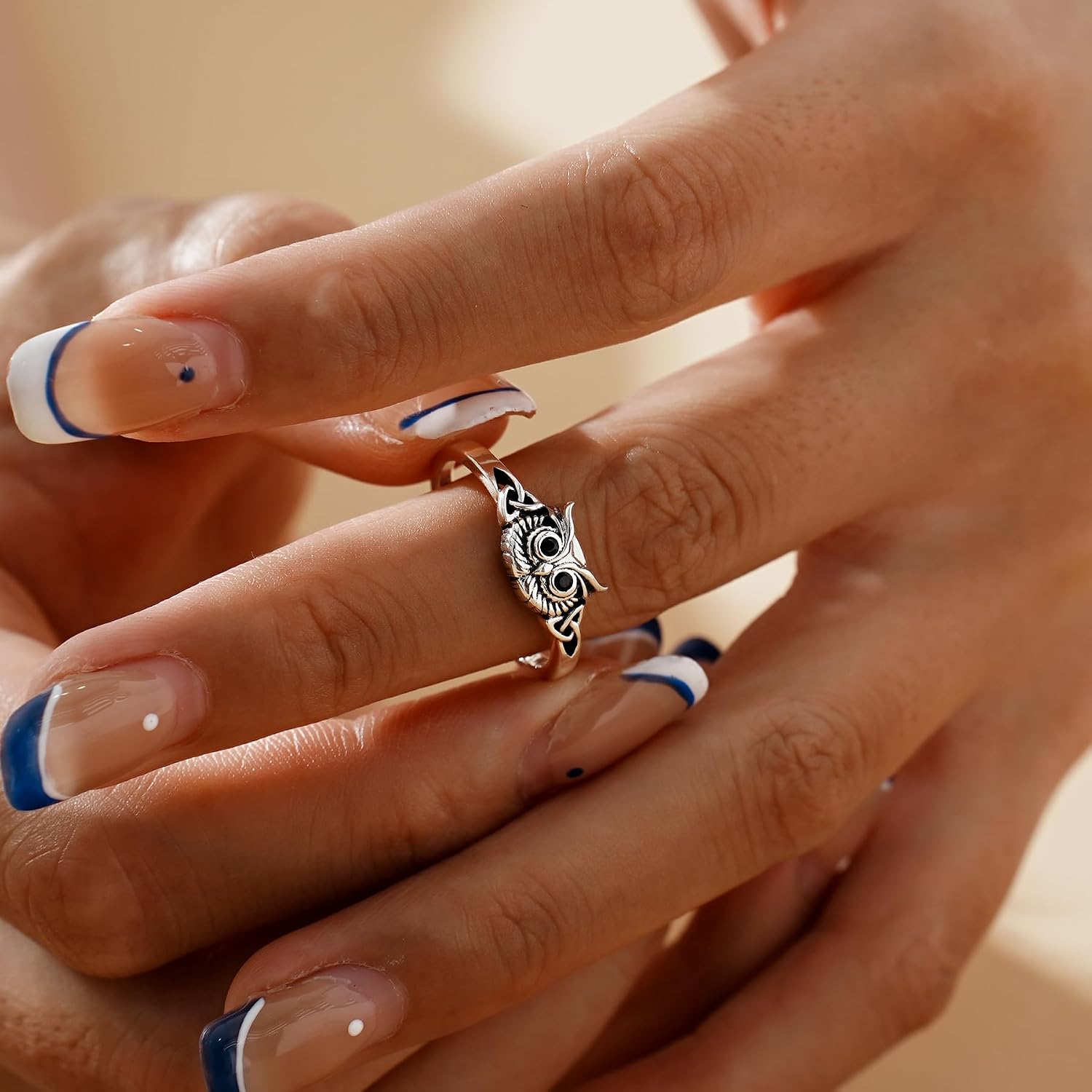 CHIC & ARTSY 925 Sterling Silver Open Rings for Women, Symbol & Theme Ring Includes Yin Yang, Moon, Compass, Skull, Celtic Knot & Ocean Style, Gothic Boho Nautical Jewelry