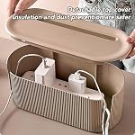 Boîte de gestion de câble, boîte d'organisateur de cordon de bureau avec couverture Groove, grand organisateur de boîte de câble pour storaging Power Socket/TV/Computer/Router/Games Console Cable (Thée Milk, 12.2.