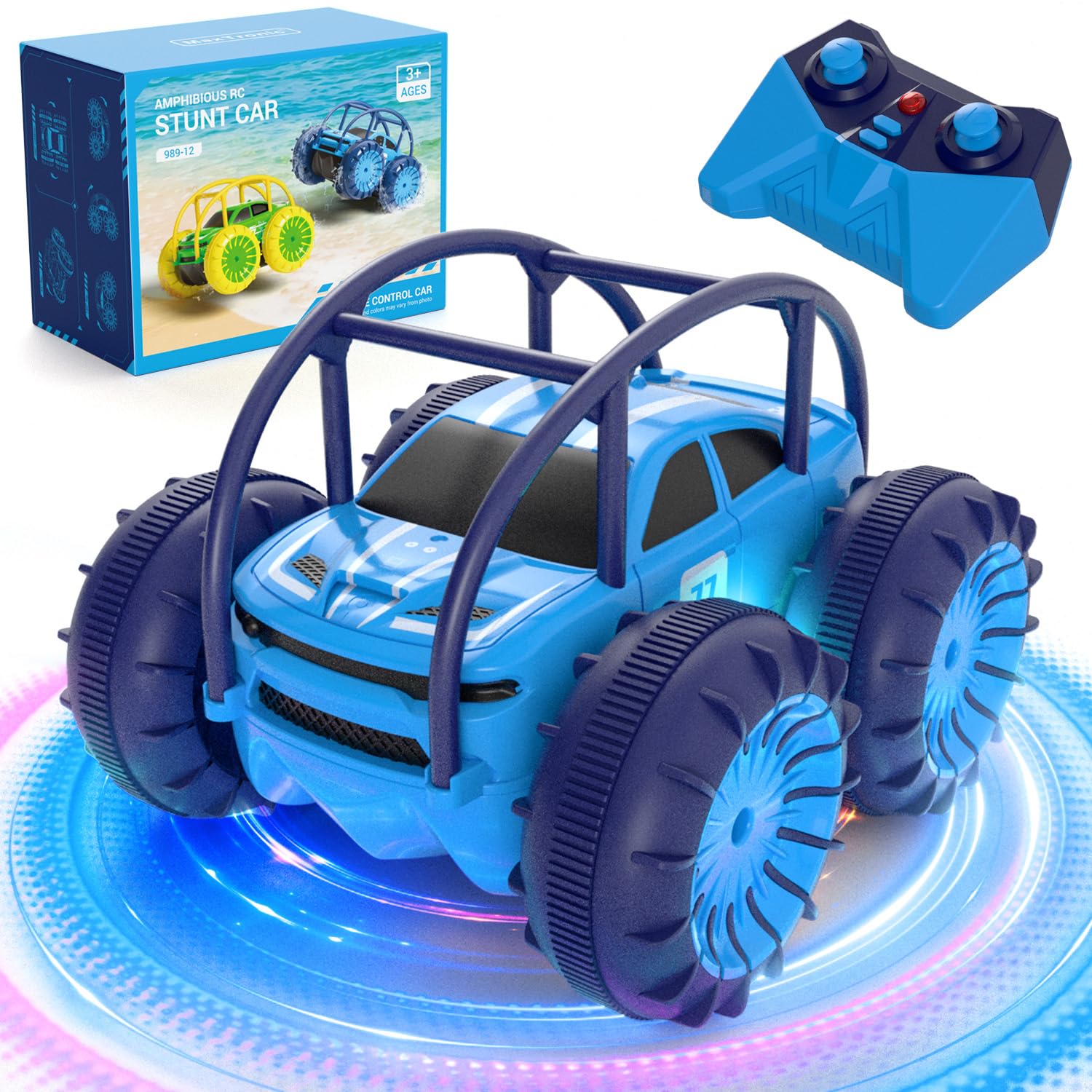 MaxTronic Chargement Direct Voiture télécommandée Tout Terrain Enfant 4WD 360° Rotation avec LED Colorée, 2.4 GHZ Voiture Radiocommandée Crawlers Rapide Étanche, Cadeau pour 3-12 Ans Garçon Fille