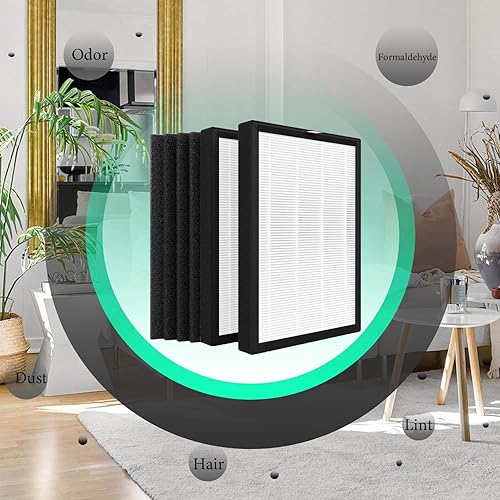 Miniatura 4 de Nyingchi Filtro de repuesto ProHEPA 9000, compatible con purificador de aire VEVA ProHEPA 9000, incluye 2 filtros HEPA verdaderos y 4 filtros de