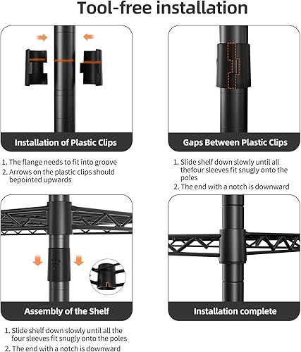 Miniatura 8 de SINGAYE Estante ajustable de 4 estantes, estante resistente de 1400 libras, estante de almacenamiento de alambre organizador de metal, negro (48