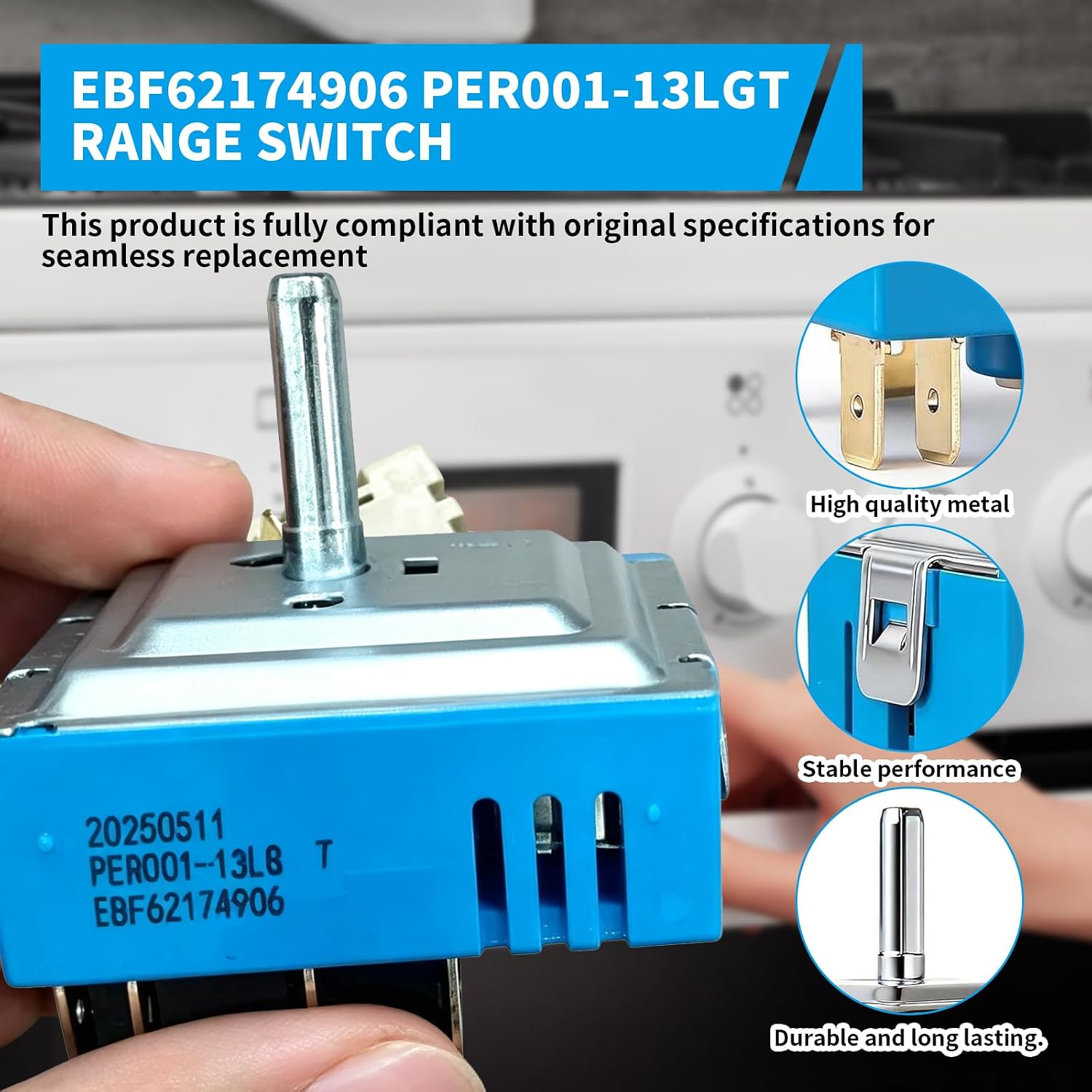 PER001-13S T PER001-13LG T Range Rotary Switch Replacement for LG Electric Range，Replaces EBF62174901 EBF62174906 Surface Element Burner Switch