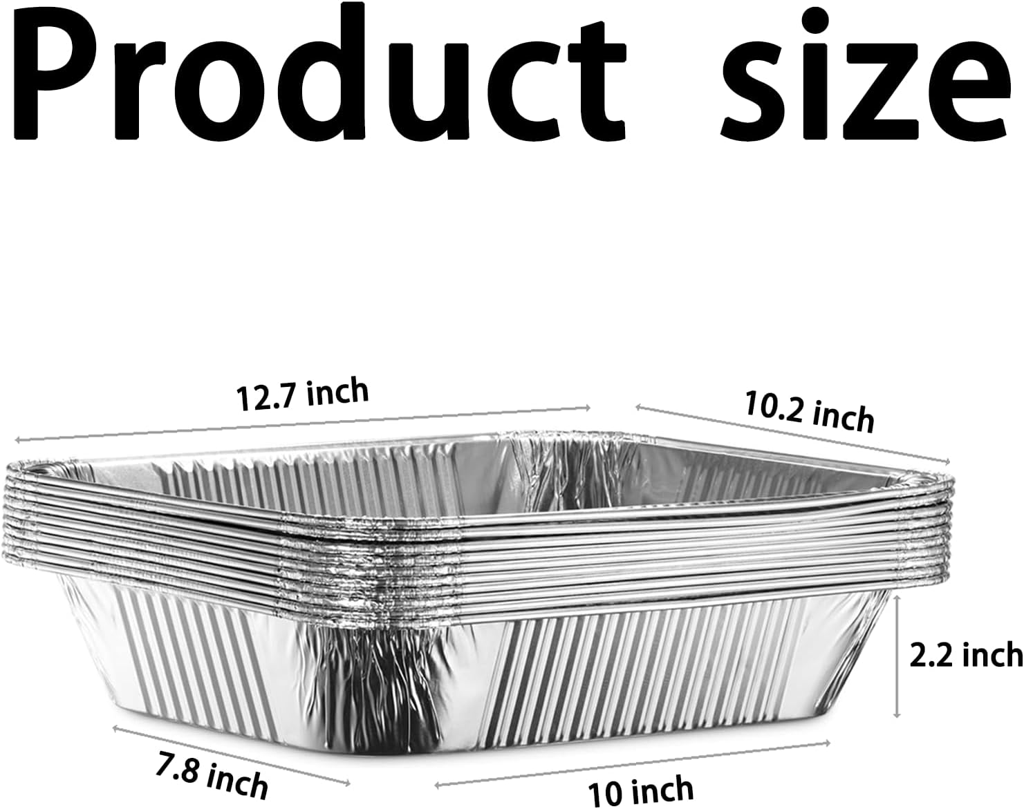 Disposable Aluminum Pans with Lids 9''x 13'' (10 Packs), Half-Size Deep Steam Table Pans,Heavy Duty Foil Baking Pans,Dinner Portion Pan for Meal Preparations,Baking,Cooking, Roasting, Silver