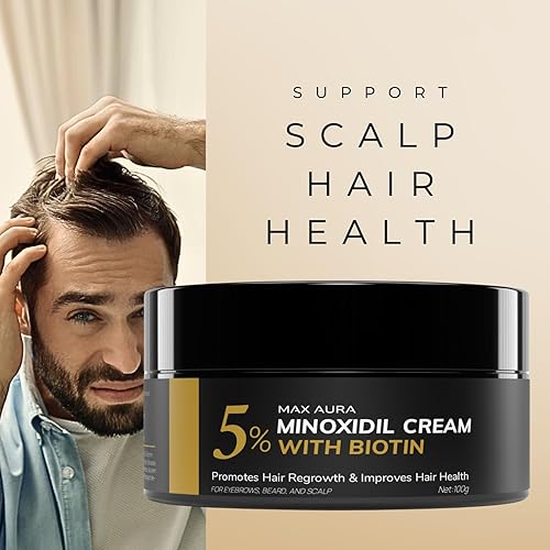 Miniatura 6 de MAX AURA - Crema de minoxidil con biotina, 5% extra fuerte, tratamiento para adelgazamiento del cabello y pérdida de cabello para hombres,