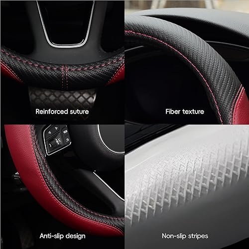 Miniatura 5 de Labbyway - Funda de piel de microfibra para volante de coche, ajuste universal, 15 pulgadas, protector de rueda antideslizante