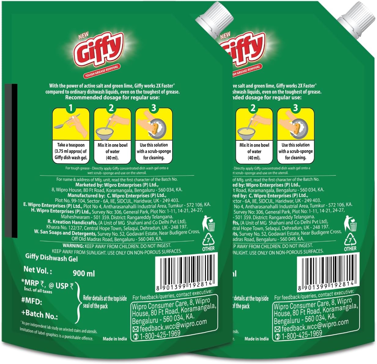 Lime & Active Salt 900ml (Pack of 2)