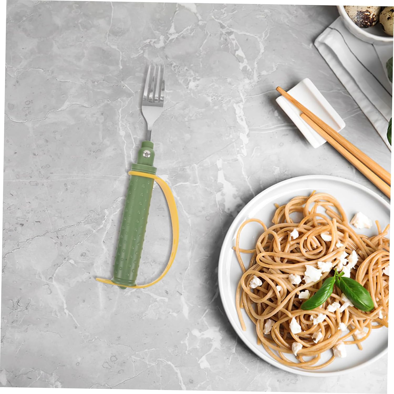 Adaptive Eating Fork with Stainless Steel and Silicone Grip for Elderly
