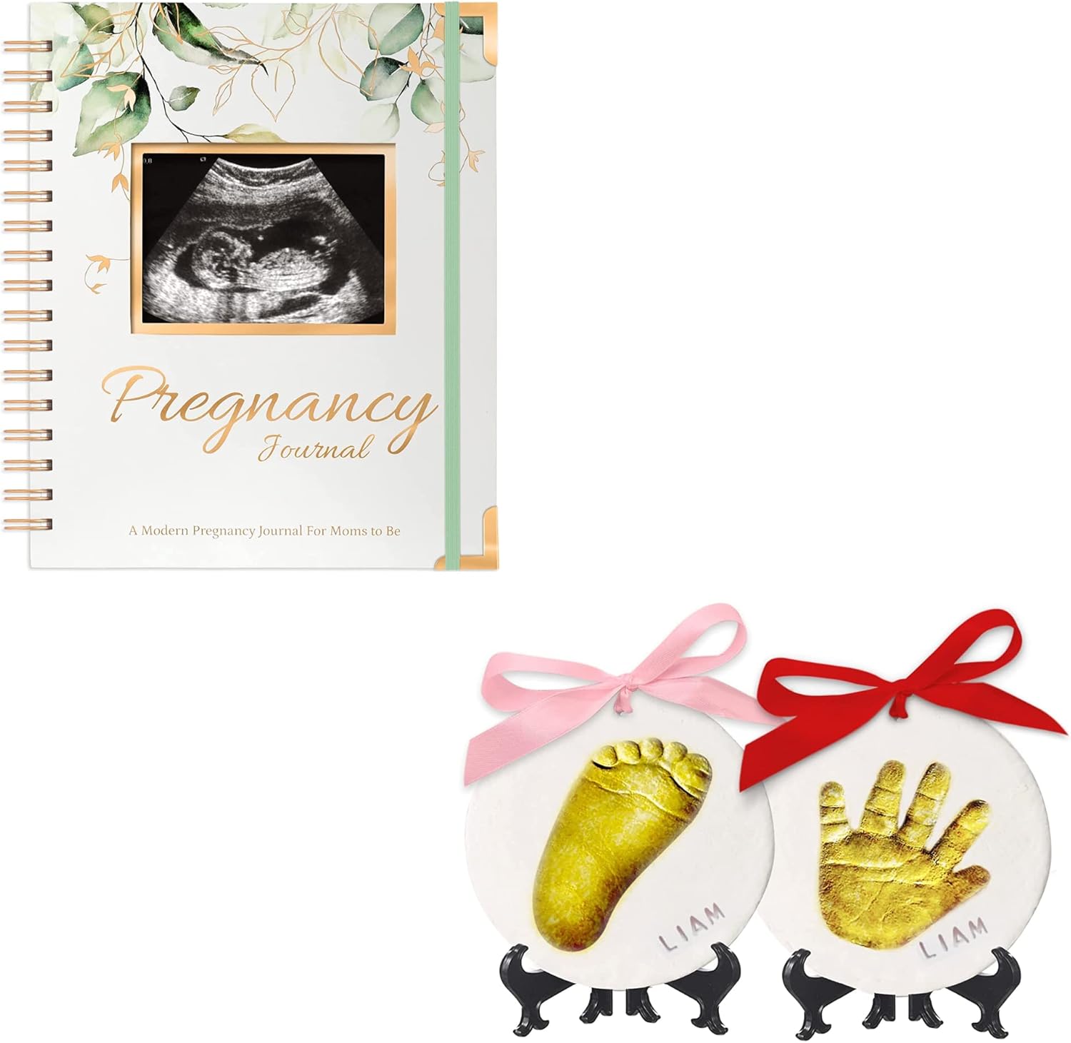 KeaBabies Pregnancy Journal Memory Book and Baby Hand and Footprint Kit - 90 Pages Hardcover Pregnancy Book, Personalized Baby Foot Printing Kit