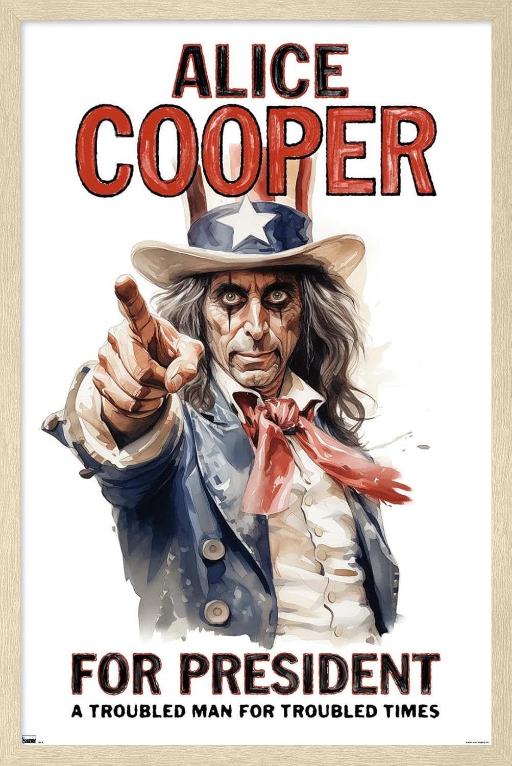 Alice Cooper - For President Wall Poster, 34L" x 22.4W", Black Framed Version