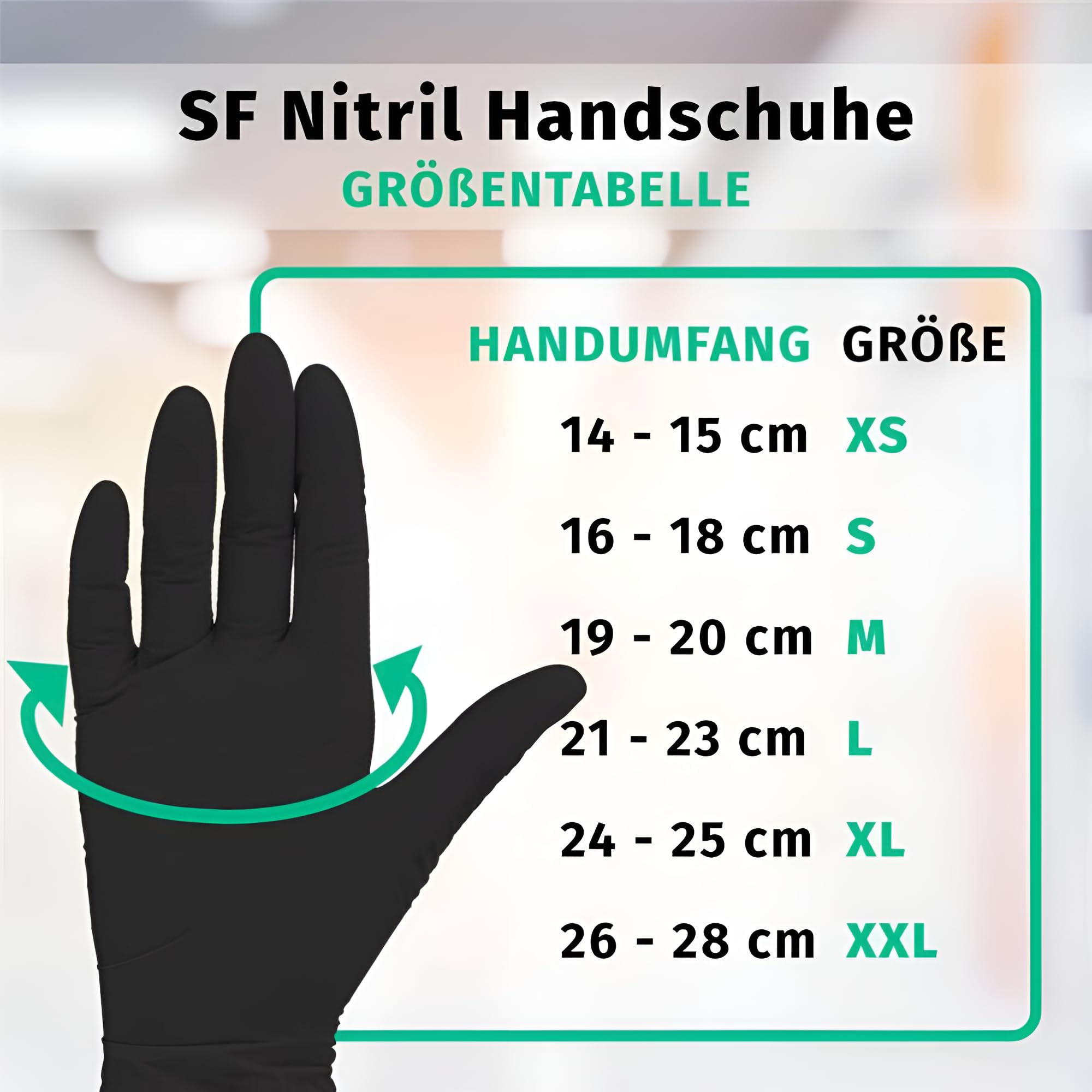 SF Nitrilhandschuhe M Schwarz – 1000 (10x100) Stück Einweghandschuhe, Einmalhandschuhe, Medizinische handschuhe, Puderfrei, Latexfrei, für Medizin, Küche, Putzen, Kosmetik, Haushalt