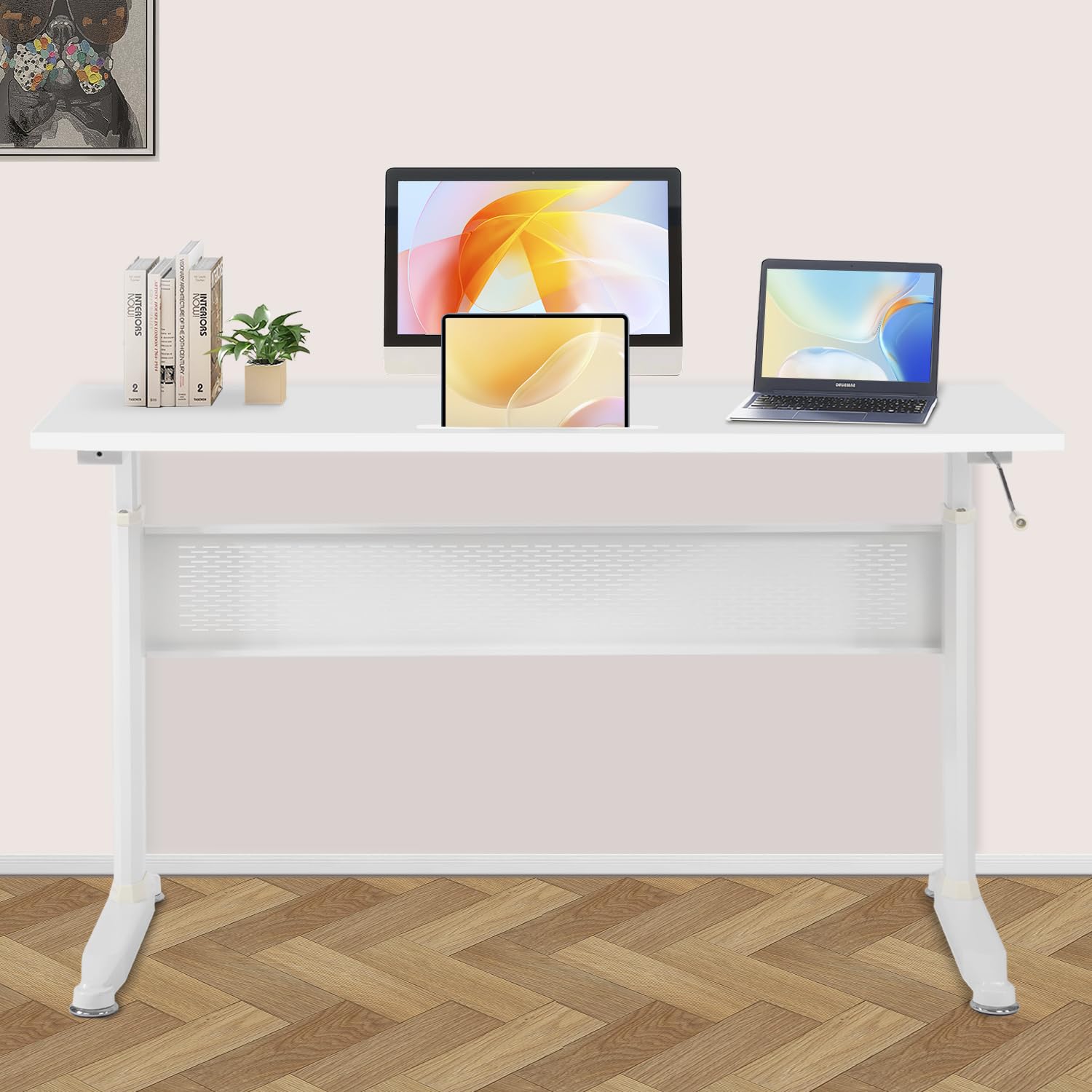 PayLessHere 47 inches Standing Desk Height Adjustable Standing Workstation with Dual Laptop Computer Desk Sit Stand up Desk — view 2