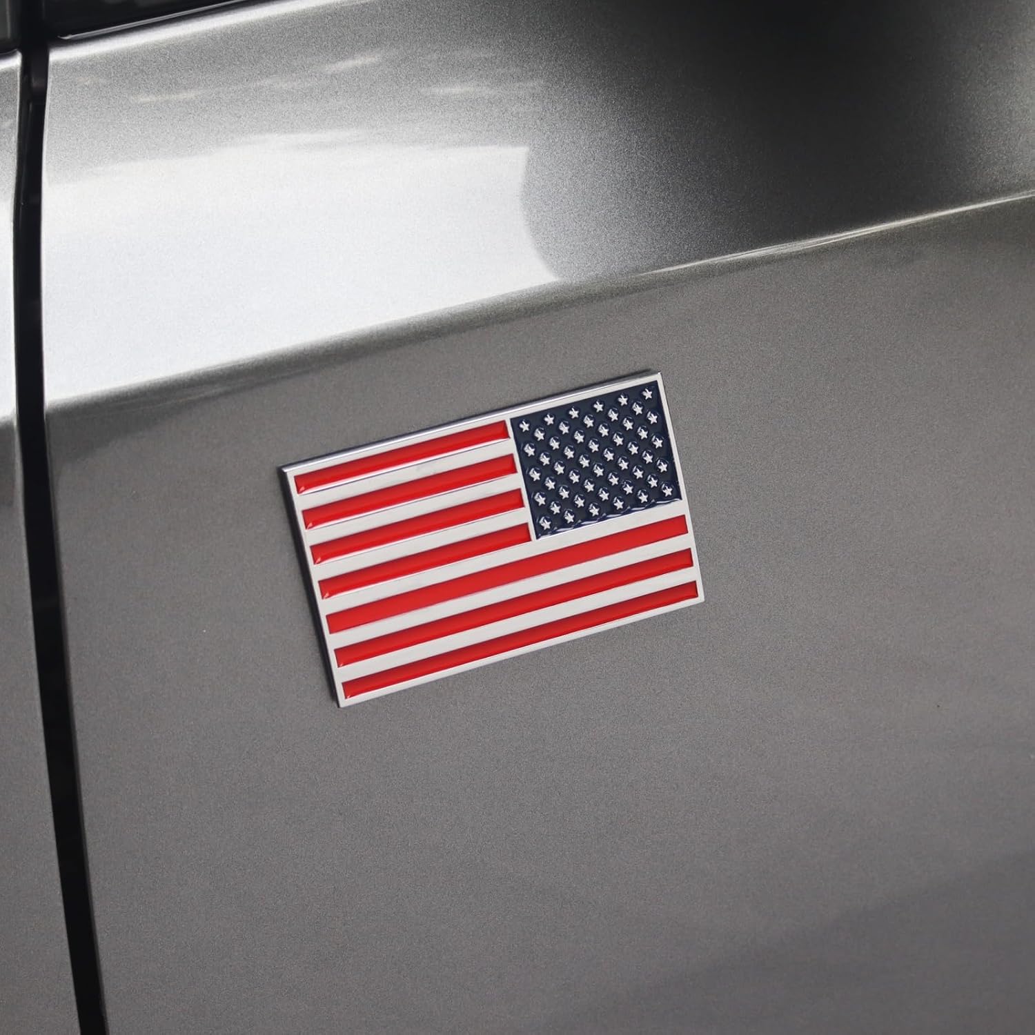 3D American Flag Metal Car Sticker, 3.15" x 2" USA Flag Decal, Zinc Alloy Emblem for Truck, Car, Motocycle, Boat (Original - Pair)